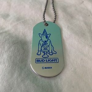 Vintage 1980’s Bud Light dog tag with 12” ball tag , new
